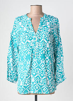 Tunique manches longues tissage crêpe bleu POMODORO femme