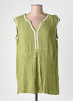Blouse tissage crêpe sans manche vert POMODORO femme