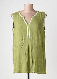 Blouse tissage crêpe sans manche vert POMODORO femme