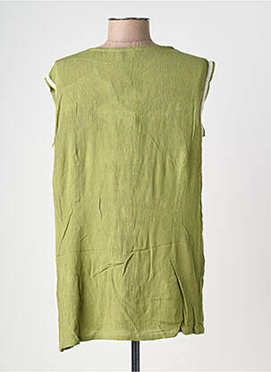 Blouse tissage crêpe sans manche vert POMODORO femme
