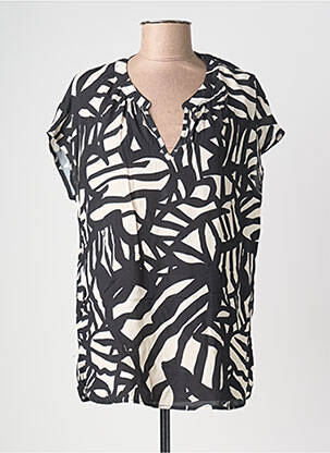 Blouse tissage popeline manches courtes noir POMODORO femme
