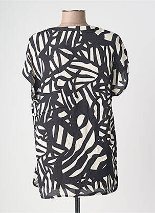 Blouse tissage popeline manches courtes noir POMODORO femme