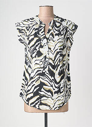Blouse imprimé fantaisie manches courtes noir POMODORO femme