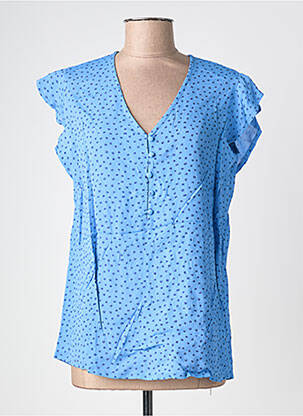 Top tissage crêpe manches courtes bleu POMODORO femme