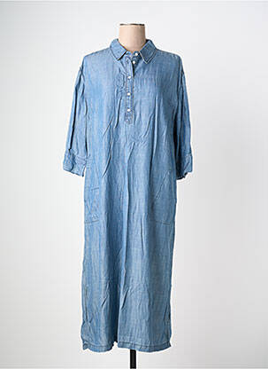 Robe mi-longue coupe fluide manches 3/4 bleu CISO femme