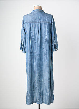 Robe mi-longue coupe fluide manches 3/4 bleu CISO femme