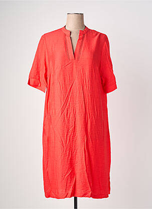 Robe mi-longue coupe fluide manches courtes rouge CISO femme