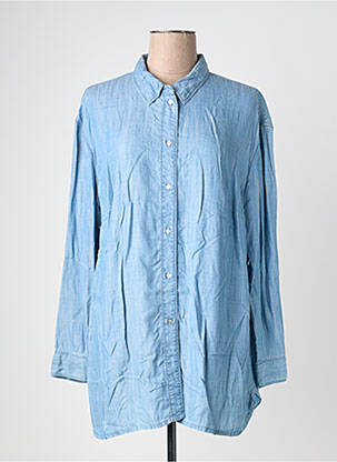 Chemisier tissage popeline manches longues bleu CISO femme