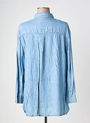 Chemisier tissage popeline manches longues bleu CISO femme