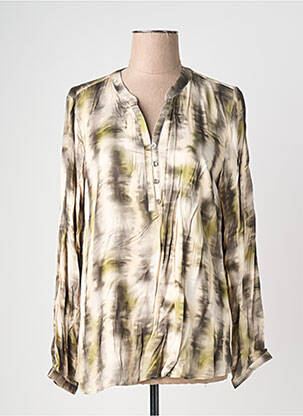 Blouse poignets boutonnés avec fente manches longues vert CISO femme