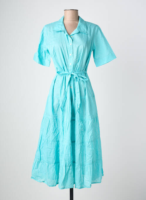 Robe mi-longue manches courtes manches courtes bleu POMODORO femme