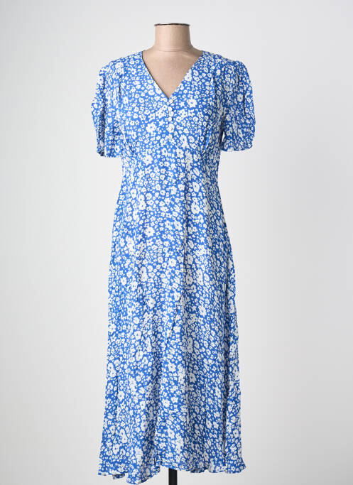 Robe mi-longue imprimé fleurs manches courtes bleu POMODORO femme