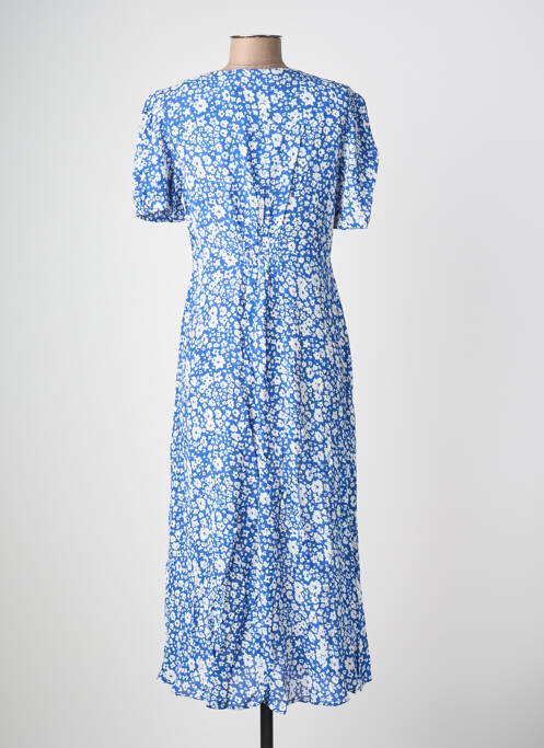 Robe mi-longue imprimé fleurs manches courtes bleu POMODORO femme