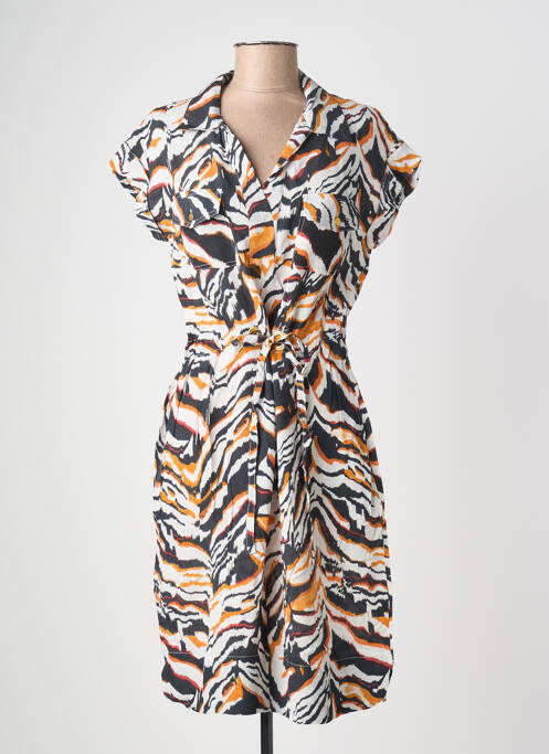 Robe mi-longue tissage crêpe manches courtes orange POMODORO femme