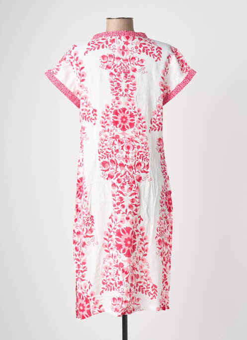 Robe mi-longue coupe fluide manches courtes rose POMODORO femme