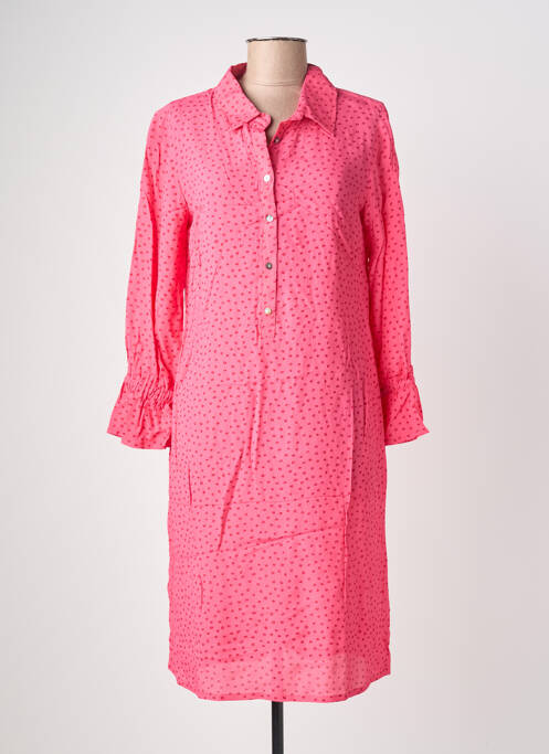 Robe mi-longue coupe fluide manches longues rose POMODORO femme
