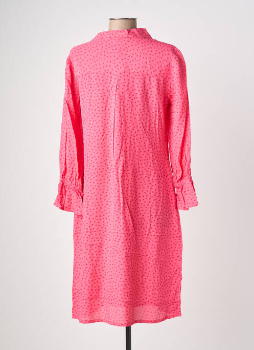 Robe mi-longue coupe fluide manches longues rose POMODORO femme