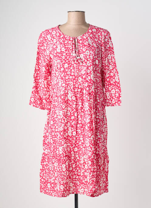 Robe mi-longue coupe fluide manches 3/4 rose POMODORO femme