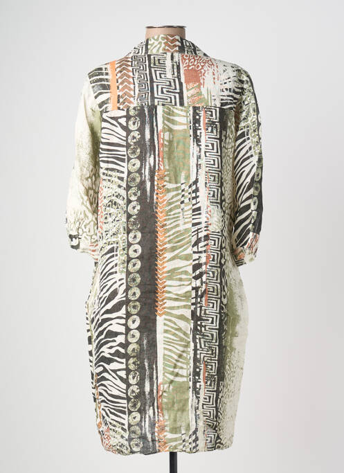 Robe mi-longue manches 3/4 manches 3/4 beige POMODORO femme