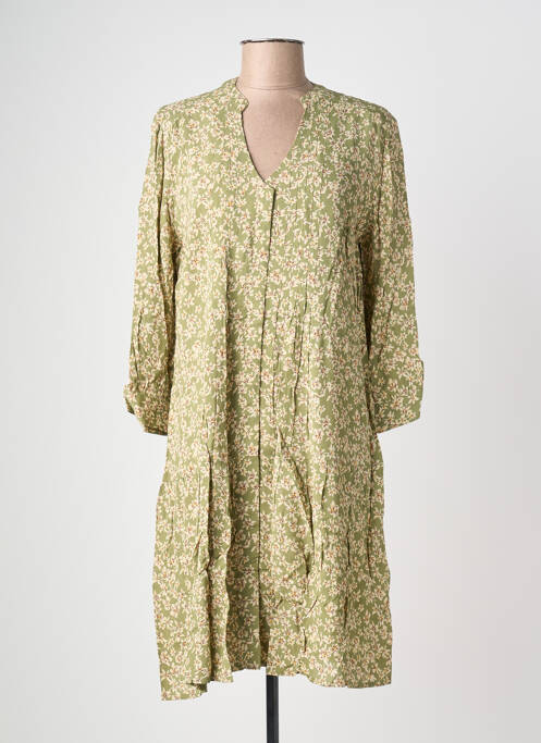 Robe courte manches longues manches longues vert POMODORO femme