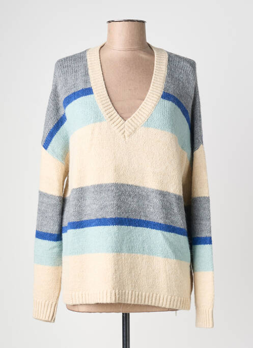 Pull col v manches longues bleu DRESS ADDICT femme