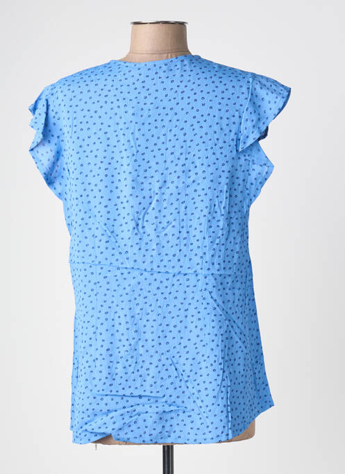 Top coupe fluide manches courtes bleu POMODORO femme