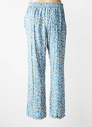 Pantalon droit tissage crêpe taille normale bleu POMODORO femme