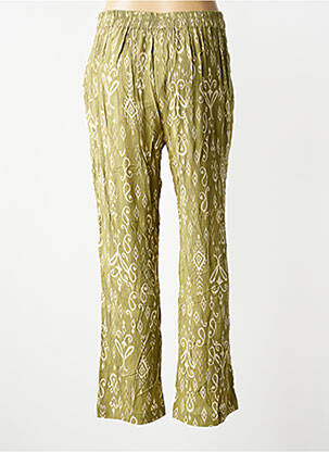 Pantalon droit taille élastique taille normale vert POMODORO femme