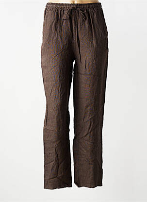 Pantalon droit taille élastique taille normale marron POMODORO femme