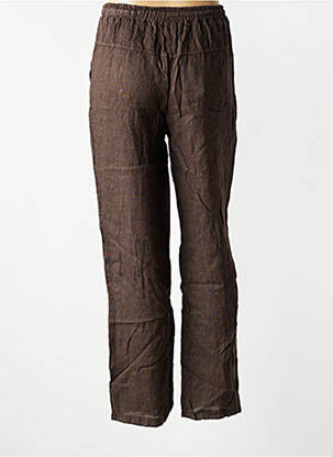 Pantalon droit taille élastique taille normale marron POMODORO femme