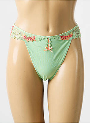 Tanga effet matière satinée vert SIMONE PERELE femme