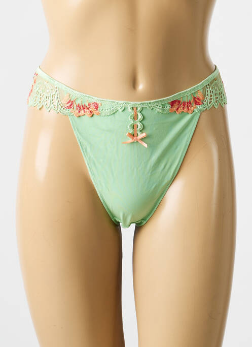 Tanga effet matière satinée vert SIMONE PERELE femme