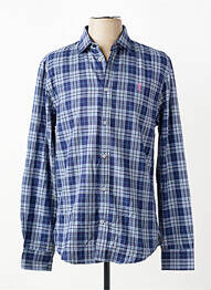 Chemise manches longues imprimé écossais bleu VICOMTE ARTHUR homme