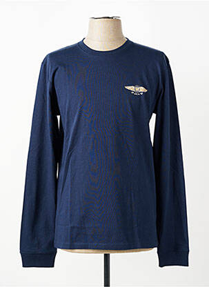 T-shirt coupe cintrée manches longues bleu WRANGLER homme