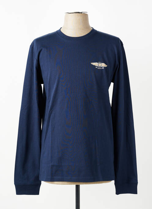 T-shirt coupe cintrée manches longues bleu WRANGLER homme