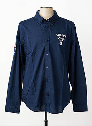 Chemise manches longues poignets boutonnés bleu RUCKFIELD homme