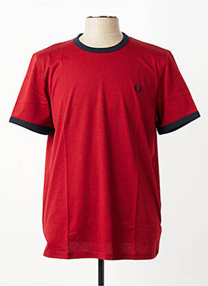 T-shirt broderie manches courtes rouge FRED PERRY homme
