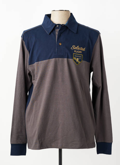 Polo manches longues manches longues bleu RUCKFIELD homme
