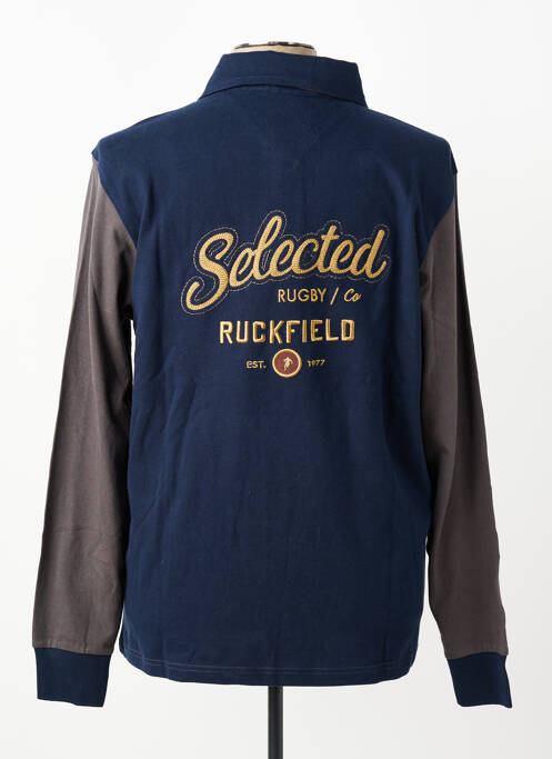 Polo manches longues manches longues bleu RUCKFIELD homme