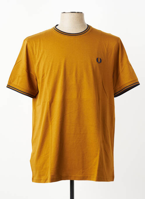 T-shirt stretch manches courtes jaune FRED PERRY homme