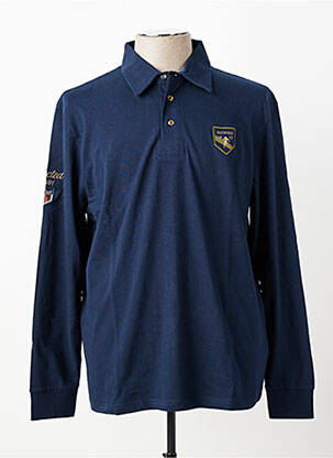 Polo manches longues manches longues bleu RUCKFIELD homme