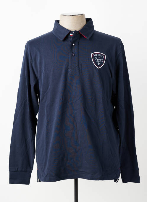 Polo manches longues manches longues bleu RUCKFIELD homme
