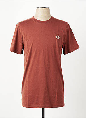 T-shirt broderie manches courtes marron FRED PERRY homme