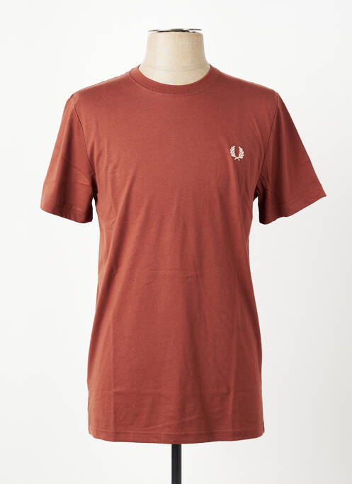 T-shirt broderie manches courtes marron FRED PERRY homme