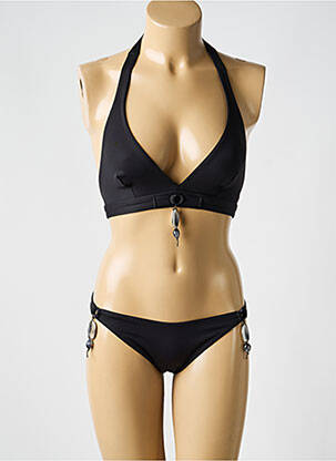 Maillot de bain 2 pièces bretelles élastiquées haut soutien-gorge balconnet noir JANINE ROBIN femme