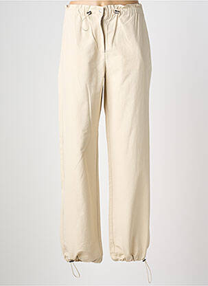 Pantalon droit fermeture zippée sous rabat boutonné beige SELECTED femme