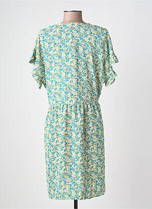 Robe mi-longue imprimé fleurs manches courtes bleu LE TEMPS DES CERISES femme