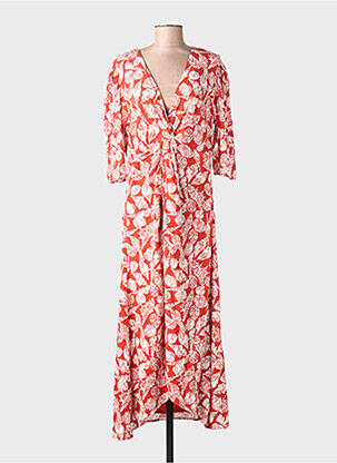Robe longue imprimé fantaisie manches 3/4 orange SCOTCH & SODA femme