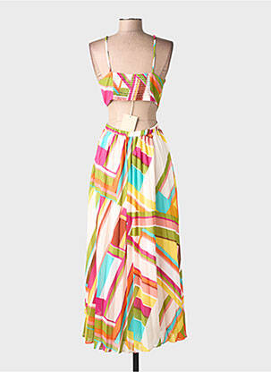 Robe mi-longue imprimé fantaisie fines bretelles bleu SUNCOO femme