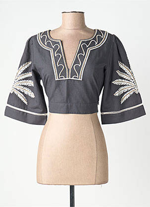 Top coupe cintrée manches 3/4 gris SCOTCH & SODA femme